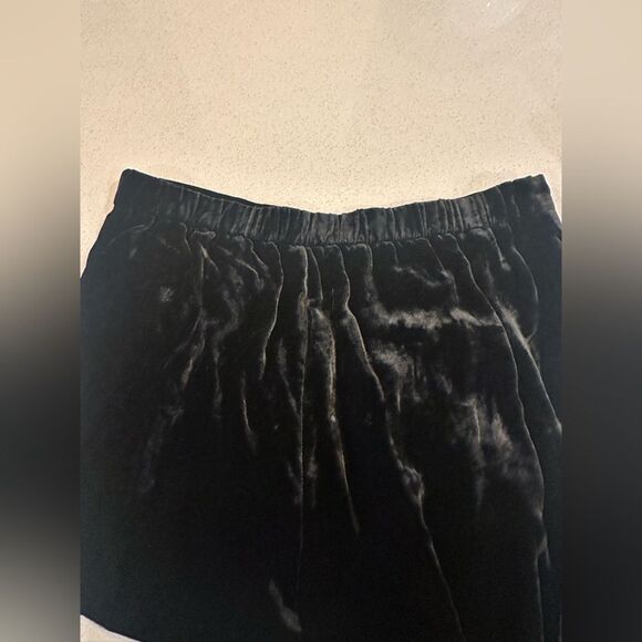 Eileen Fisher Petite Medium Women's Black Velvet Elastic Waist Pants - Picture 6 of 9